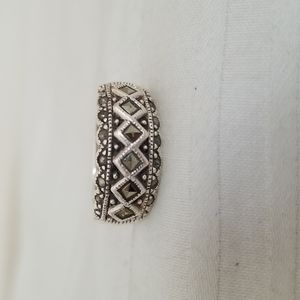 Sterling Silver 925 Marcasite Ring Southwest Triangle